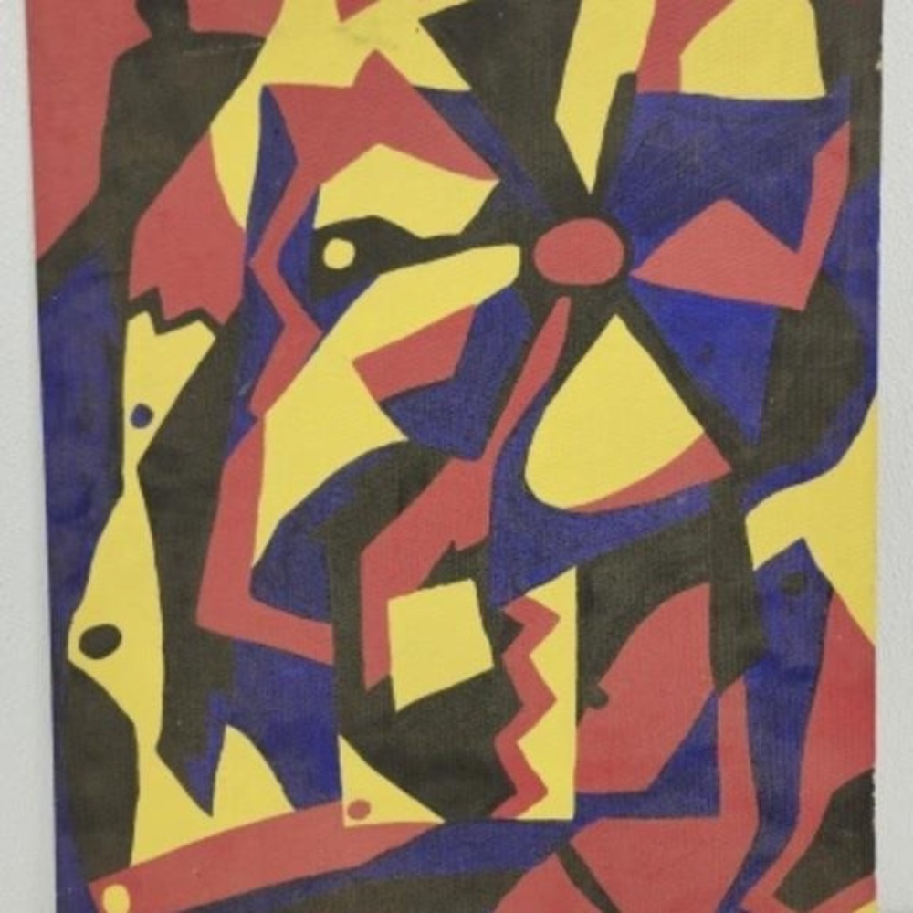 Vintage Abstract Art Signed Vibrant Colors on Canvas Home Wall Decor Women Men